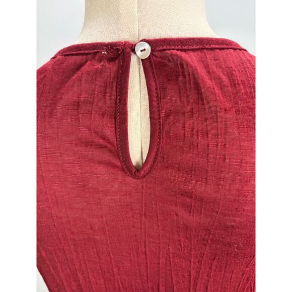 Y2K Embroidered Top SMALL Burgundy Tank Fairy Festival Cottage Boho - Picture 4 of 6